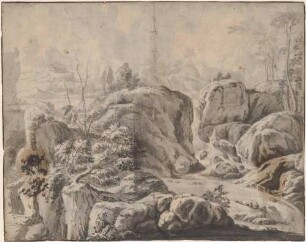 Große Gebirgslandschaft mit Wasserfall