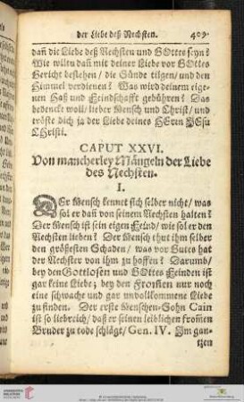 Caput XXVI: Vom mancherley Mängeln der Liebe des Nechsten