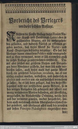 Vorbericht des Verlegers von dieser sechsten Auflage