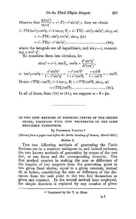 On two new methods of defining curves of the second order, together with new properties of the same deducible theorem.