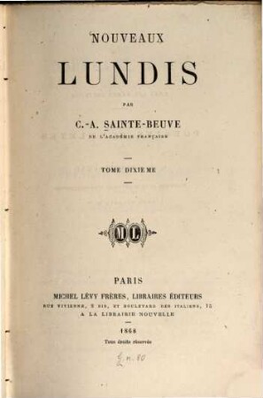 Nouveaux lundis, 10