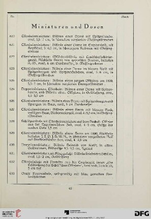 Miniaturen und Dosen (Nr. 620-633)