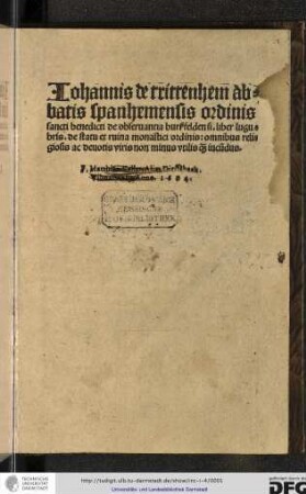 De statu et ruina monastici ordinis; [Enth.:] Oratio de duodecim excidiis observantiae regularis; [Enth.:] Carmen elegiacum; [Enth.:] De proprietate monachorum