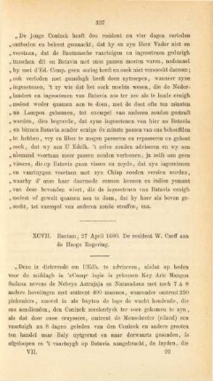 XCVII. Bantam, 27 April 1680. De resident W. Caeff aan de Hooge Regering