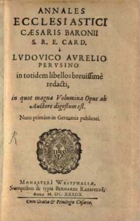 Annales Ecclesiastici Caesaris Baronii S.R.E. Card.