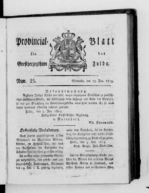 Num. 25, Ausgabe vom 23. Juni 1819