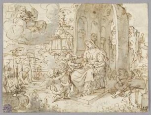 Heilige Familie mit Engeln