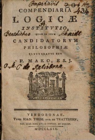 Compendiaria logicae institutio : quam in usum candidatorum philosophiae elucubratus est