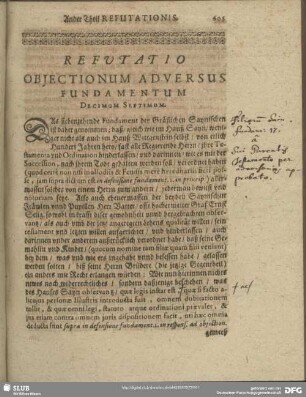 Refutatio Obiectionum Adversus Fundamentum Decimum Septimum