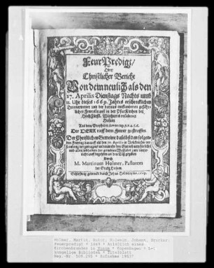 Feuerpredigt — Titelblatt