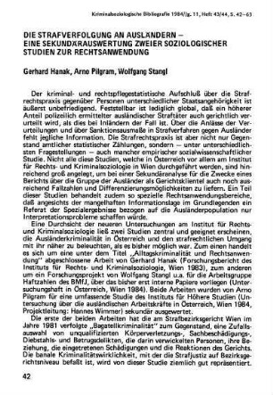 42-63, Die Strafverfolgung an Ausländern - Eine Sekundärauswertung zweier soziologischer Studien zur Rechtsanwendung