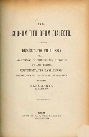 De Coorum titulorum dialecto
