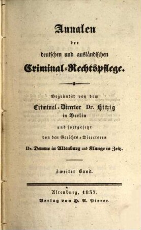 Annalen der deutschen und ausländischen Criminal-Rechtspflege. 2. 1837