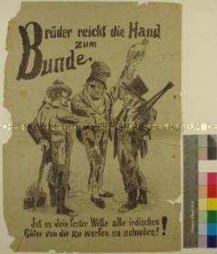 Sozialistisches Flugblatt "Brüder reicht die Hand zum Bunde" mit Gedichttext zum Lumpenabend