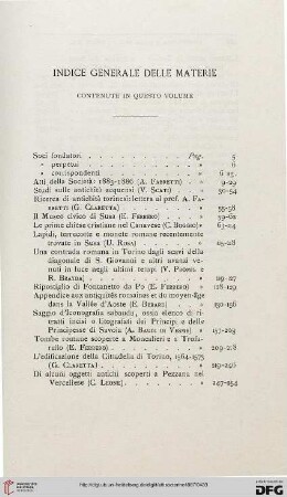Indice generale delle materie