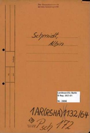 Personenheft Albin Schmidt (*21.06.1916), SS-Untersturmführer