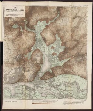 Plan von Hamburg & Umgebung zur Veranschaulichung der Höhenverhältnisse.