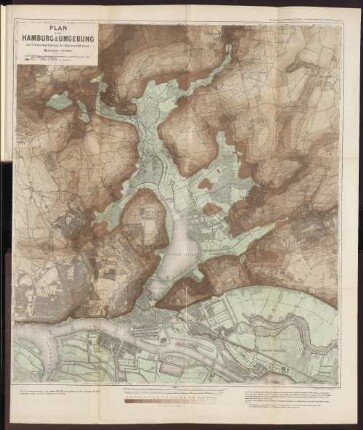 Plan von Hamburg & Umgebung zur Veranschaulichung der Höhenverhältnisse.