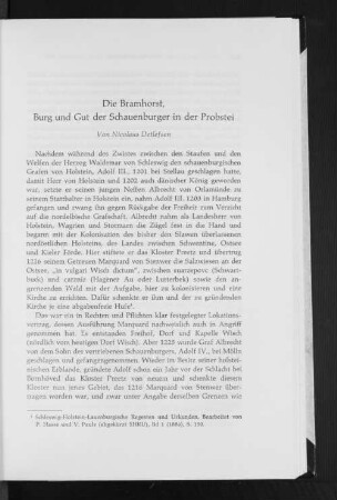 Die Bramhorst, Burg und Gut der Schauenburger in der Probstei