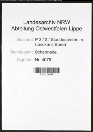 Sterberegister Standesamt Scharmede