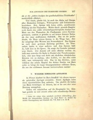 V. Werner Sombarts Apologie.