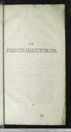De Indiciis Delictorum