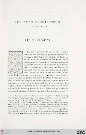 1: Arts industriels de l'antiquité et du Moyen Âge, [1] : les mosaïques