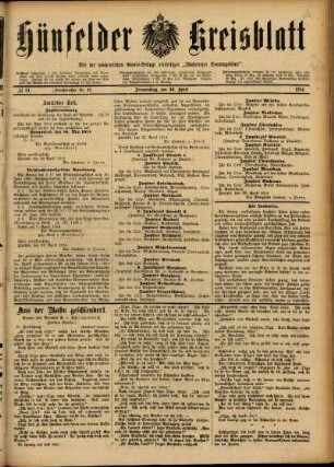 Ausgabe vom Donnerstag, den 30. April 1914.