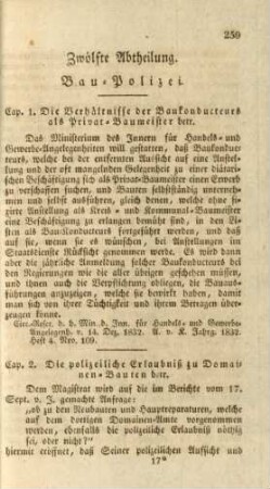 Zwölfte Abtheilung. Bau-Polizei.