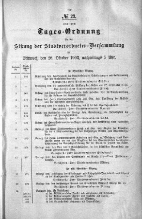 Tages-Ordnung, 28. Oktober 1903