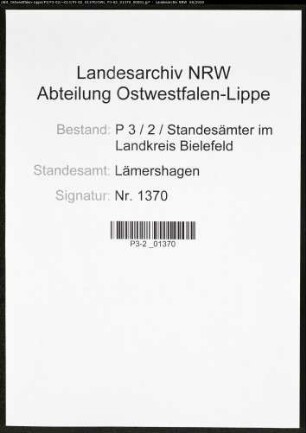 Sterberegister Standesamt Lämershagen