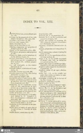 Index to Vol. XIII