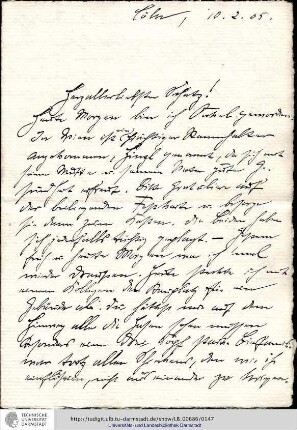 Brief vom 10.02.1905