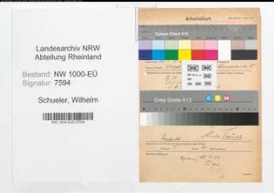 Entnazifizierung Wilhelm Schueler, geb. 31.03.1909 (Zugfuehrer)