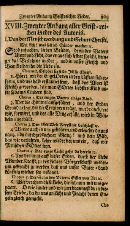 XVIII. Zweyter Anhang aller Geist-reichen Lieder des Autoris