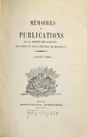 Mémoires et publications. 8. 1884