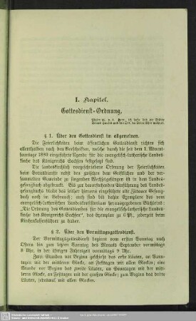I. Kapitel. Gottesdienst-Ordnung