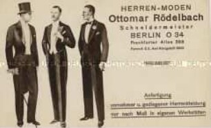 Werbekarte für Herrenmoden