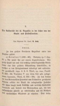 287-304 Die Autorität des hl. Augustin in der Lehre von der Gnade und Prädestination