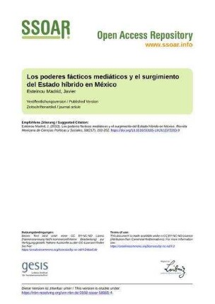 Los poderes fácticos mediáticos y el surgimiento del Estado híbrido en México