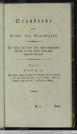 Standrede am Grabe des Verewigten