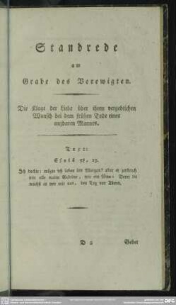 Standrede am Grabe des Verewigten