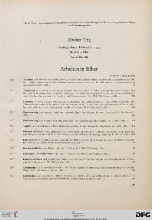 Arbeiten in Silber (Nr. 233-265)