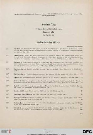 Arbeiten in Silber (Nr. 233-265)