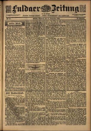 Erste Ausgabe vom Mittwoch, den 17. September 1902.