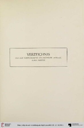 Verzeichnis der zur Versteigerung gelangenden Gemälde alter Meister (Nr. 1-104)