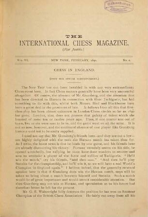 The international chess magazine. 6. 1890
