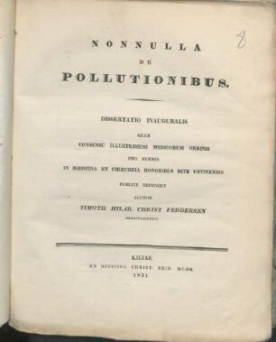 Nonnulla De Pollutionibus : Dissertatio Inauguralis