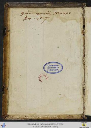 [Vorderer Spiegel] Besitzvermerk von Konrad Mager.