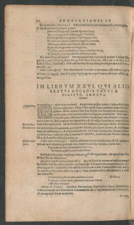 In Librium XXV. Livii, Qui Aliis Sextus Decadis Tertiae Dicitur, Annotationes.